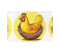 WZYCWB Zerbino assorbente per pavimento, dimensioni 40,6 x 61 cm, protegge efficacemente il soggiorno, il bagno e la porta d'ingresso dalla pulizia del nido d'uccello con motivo di pollo dorato