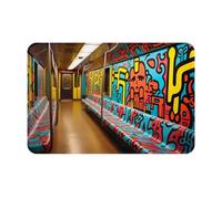 WZYCWB Zerbino di benvenuto stampato metropolitana dipinta 40,6 x 61 cm tappetino bagno soggiorno balcone ingresso zerbino