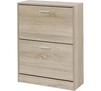 Wzyfv Scarpiera Salva spazio Slim in Legno Melaminico da Ingresso. Portascarpe da 12 paia con 2 Ante a Ribalta e Doppia Profondità 24x63x81 cm