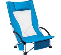 Wzyfv Sedia da Spiaggia Pieghevole Portatile Carico Max 180 kg, Sedia da Spiaggia con Schienale Alto in Rete e Bassa Seduta, Sedie da Campeggio con Bracciolo Imbottito per Giardino Mare Picnic