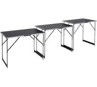 Wzyfv Tavolo multifunzione 3 pezzi - 30 kg per tavolo (100x60 cm) - Altezza regolabile 4 livelli - Pieghevole/Beer-Pong/Tappezzeria/Mercatino/Tavolino pieghevole