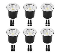 WZYJLyds Basso Voltaggio COB Faretti Led da Incasso per Pavimento Esterno 6 Pacchi Segnapasso 12V IP67 Impermeabile per Luci da Giardino per Esterni Gradino, Vialetto, Ponte(White light,10W)