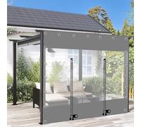 WZYJLyds - Tenda in tela trasparente impermeabile grigia con porta con cerniera, 0,5 mm, in PVC, con occhielli per esterni, per giardino, gazebo, patio