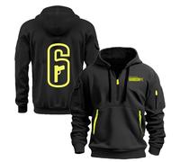WZYRZ Felpa con Cappuccio da Uomo con Cerniera per Rainbow Six, Stampa Invernale, Patchwork, con Cappuccio, a Maniche Lunghe, con Cerniera, Giacca Casual, Felpa con Cappuccio,A-l
