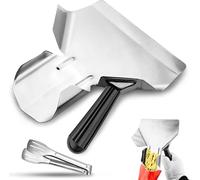 WZYTEU 1 pala per patatine fritte, 22,5 x 21 cm, in acciaio inox, con 1 manico destro, per casa, cucina, snack, dolci, dessert con manico e pinza per pane