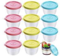 WZYTEU 12 Pcs Contenitori Ermetici per Alimenti, 160 ml Contenitori Freezer con coperchi per Salsa Zuppe Condimenti Creme(3 Colori)
