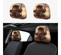 WZYWHJ 2 federe per auto stampate con il piccolo mostro sull'altalena, accessori per sedile, universali
