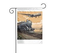 Wzywhj Aereo sopra il treno immagine estate giardino bandiera double face decorazione cortile 30,5 x 45,7 cm