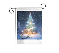 Wzywhj Albero di Natale innevato immagine estate giardino bandiera double face decorazione cortile 30,5 x 45,7 cm