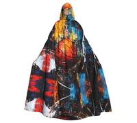WZYWHJ Aldult - Mantello con cappuccio e poncho per cosplay di alta qualità, per uomini e donne, motivo: pallacanestro dipinto