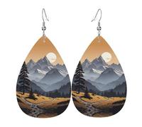 WZYWHJ Alpine Silhouettes Stampe Orecchini pendenti a goccia d'acqua, orecchini in pelle, articoli moda donna
