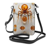 WZYWHJ Amber Fossil Spider stampa Borsa per telefono in pelle da donna con tracolla regolabile