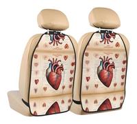 WZYWHJ Anatomia Umana Grafico Cuore Stampa Seggiolino Auto Anti Calcio Pad di Immagazzinaggio 2 Pezzi, Multi-Funzionale Sacchetto di Immagazzinaggio Sedile Protector