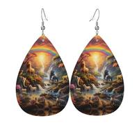 WZYWHJ Animal Park Under the Rainbow Picture - Orecchini da donna in pelle, con ciondolo a goccia d'acqua, regalo alla moda per le vacanze