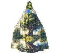 WZYWHJ Antiche querce torreggianti stampe aldult qualità Cosplay Poncho con cappuccio mantello per uomini e donne Halloween
