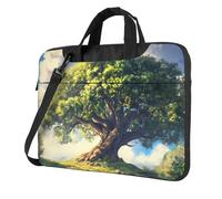 WZYWHJ Antiche querce torreggianti Stampe Ultra-sottile portatile monospalla borsa per laptop accessori per computer morbido antiurto per laptop, Nero , 15.6 inch