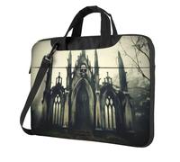 WZYWHJ Antico Castello Scheletro Stampe Ultra-sottile portatile monospalla borsa del computer accessori per computer portatile morbido antiurto per laptop, Nero , 15.6 inch