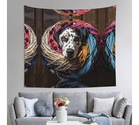 WZYWHJ Arazzo dalmata che gioca con un gomitolo di filato, decorazione per interni, 152,4 x 129,5 cm: morbido, di qualità e leggero, adatto per arazzi da appendere alla parete