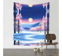WZYWHJ Arazzo decorativo con stampa di paesaggi del solstizio d'inverno, 152,4 x 129,5 cm, adatto per appendere alla parete, dormitorio, tessuti da parete
