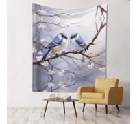 WZYWHJ Arazzo decorativo da parete con uccellini rivolti l'uno verso l'altro, 152,4 x 129,5 cm, morbido, resistente, leggero, per camera da letto e dormitorio