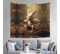 WZYWHJ Arazzo decorativo per interni con coniglietto che suona il violino 152,4 x 129,5 cm: morbido, di qualità e leggero, adatto per arazzi da appendere alla parete