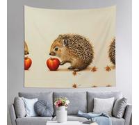 WZYWHJ Arazzo decorativo per interni, con piccolo riccio che trasporta una mela, 152,4 x 129,5 cm: morbido, di qualità e leggero, adatto per arazzi da appendere alla parete