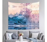 WZYWHJ Arazzo decorativo per interni con stampa a onde d'inchiostro, 152,4 x 129,5 cm: morbido, di qualità e leggero, adatto per arazzi da appendere alla parete