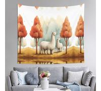 WZYWHJ Arazzo decorativo per interni con stampa di alpaca sotto gli alberi di sequoia 152,4 x 129,5 cm: morbido, di qualità e leggero, adatto per arazzi da appendere alla parete