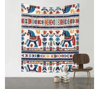 WZYWHJ Arazzo decorativo stampato folk svedese Dala 152,4 x 129,5 cm adatto per appendere alla parete, dormitorio