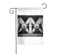 Wzywhj Architettura in bianco e nero immagine estate giardino bandiera double face decorazione cortile 30,5 x 45,7 cm