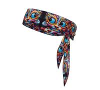 WZYWHJ Art Doodle - Fascia per capelli con stampa di gatto, per uomini e donne, fascia per capelli per corsa, allenamento e calcio