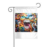 Wzywhj Art Graffiti Clown Immagine Estate Giardino Bandiera Double Face Decorazione Cortile 30,5 x 45,7 cm