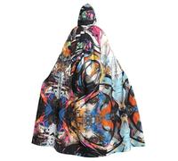 WZYWHJ Art graffiti Stampe Aldult Cosplay Poncho con cappuccio Mantello per uomini e donne Halloween Party