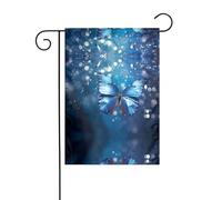 Wzywhj Bandiera blu con farfalla nell'acqua stampata da giardino estiva su entrambi i lati per cortile, 30,5 x 45,7 cm