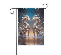 WZYWHJ Bandiera da giardino con due creature mitiche, 30,5 x 45,7 cm, spessa, robusta, decorativa per esterni, per giardino, prato, balcone