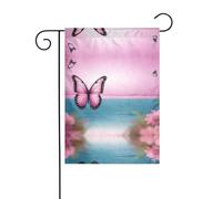 WZYWHJ Bandiera da giardino con farfalla e mare rosa, 30,5 x 45,7 cm, per un ambiente esterno alla moda