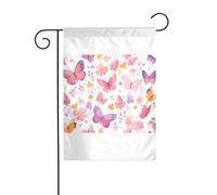 Wzywhj Bandiera da giardino con farfalla rosa, decorazione su entrambi i lati, 30,5 x 45,7 cm