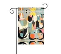 Wzywhj Bandiera da giardino con immagine di gatto di arte moderna della metà del secolo su entrambi i lati, decorazione per cortile, 30,5 x 45,7 cm