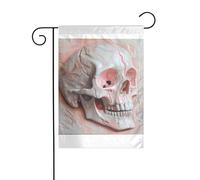Wzywhj Bandiera da giardino con immagine di teschio di sabbie mobili rosa su entrambi i lati, decorazione per cortile, 30,5 x 45,7 cm