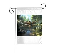 Wzywhj Bandiera da giardino con libellula che vola su entrambi i lati, decorazione per cortile, 30,5 x 45,7 cm