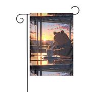 WZYWHJ Bandiera da giardino con orsetto e tramonto, 30,5 x 45,7 cm, per un ambiente esterno alla moda