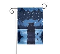 WZYWHJ Bandiera da giardino con orso che fa il bagno sotto le stelle, 30,5 x 45,7 cm, spessa e robusta, bandiera decorativa per esterni, per giardino, prato, balcone