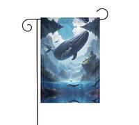 WZYWHJ Bandiera da giardino con stampa di balena di montagna galleggiante, 30,5 x 45,7 cm, per un ambiente esterno alla moda
