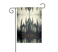 WZYWHJ Bandiera da giardino con stampa di castello antico scheletro 30,5 x 45,7 cm per un ambiente esterno alla moda