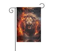 WZYWHJ Bandiera da giardino con stampa di leone nel fuoco, 30,5 x 45,7 cm, per un ambiente esterno alla moda