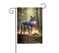WZYWHJ Bandiera da giardino con stampa di lupo in fiamme, 30,5 x 45,7 cm, per un ambiente esterno alla moda
