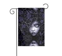 WZYWHJ Bandiera da giardino con stampa spettrale viola nera gotica 30,5 x 45,7 cm per un ambiente esterno alla moda