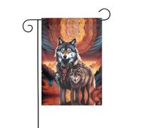 WZYWHJ Bandiera da giardino con totem con stampa di lupo con fuoco, 30,5 x 45,7 cm, per un ambiente esterno alla moda