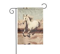 WZYWHJ Bandiera da giardino stampata con cavallo bianco rampante, 30,5 x 45,7 cm, per un ambiente esterno alla moda