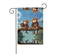 WZYWHJ Bandiera da giardino stampata con due scimmie, 30,5 x 45,7 cm, per un ambiente esterno alla moda